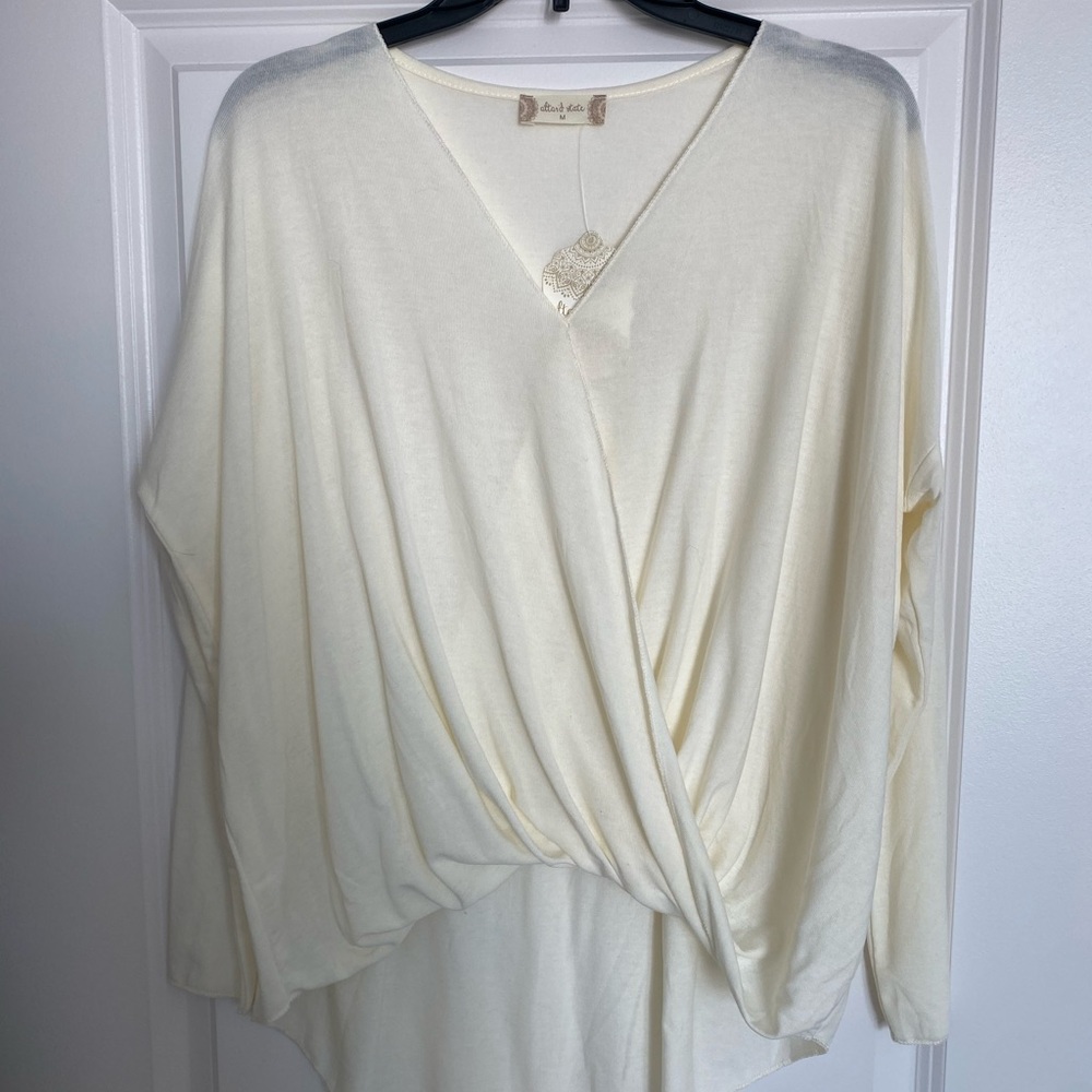 Altar’d state cream v neck long sleeve top NWT